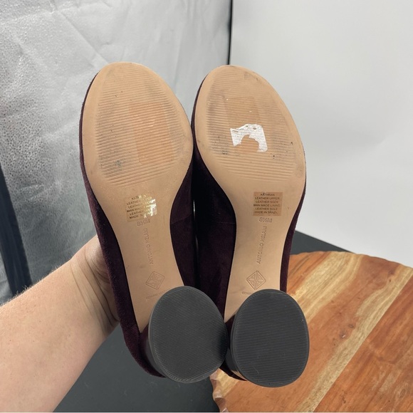 Antonio Melani Kathran Suede Chunky Block Heels Sz 8.5 burgundy - Picture 12 of 12